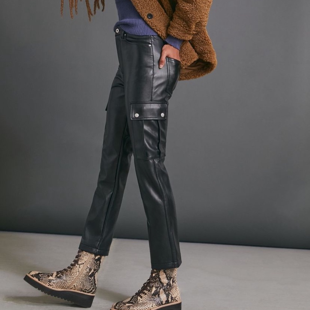 Anthropologie Faux Leather Utility Pants